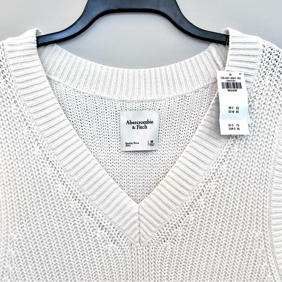🎁 NWT Abercrombie & Fitch White Sweater Vest Mini Dress or Tunic Size M - Picture 6 of 9